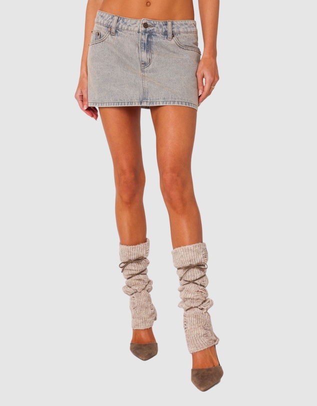 EDIKTED - Vintage Washed Denim Mini Skirt