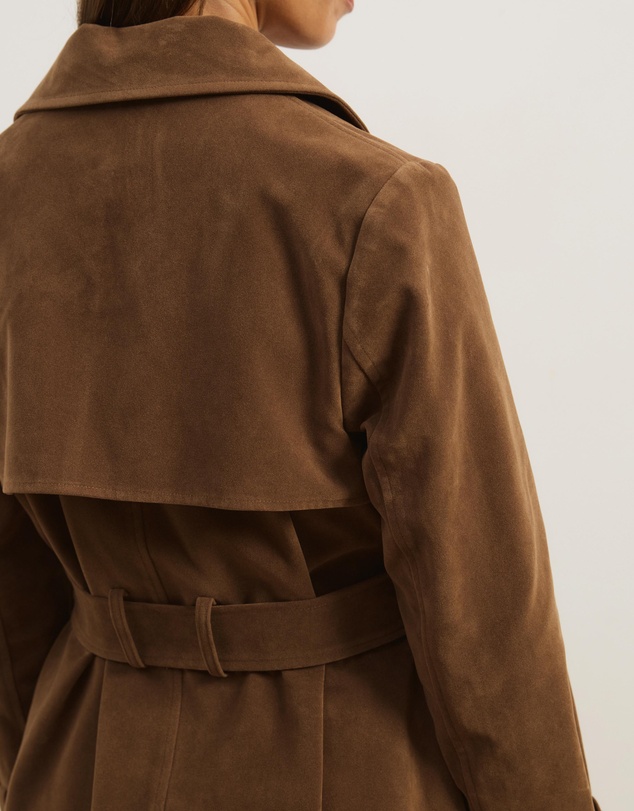 Atmos&Here - Lila Faux Suede Trench Coat