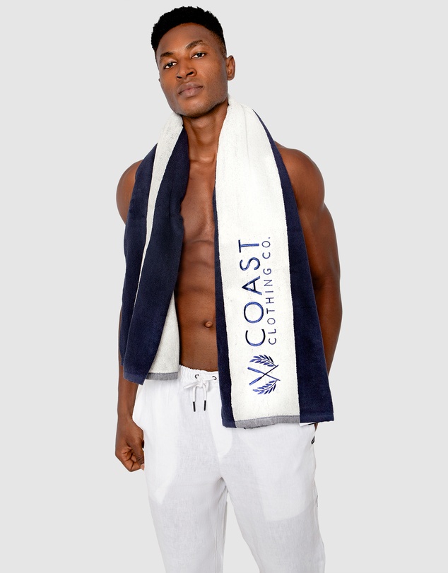 Coast Clothing - Coast Towel White & Navy Stripe