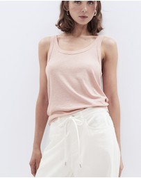 UNISON - Linen Blend Scoop Neck Tank