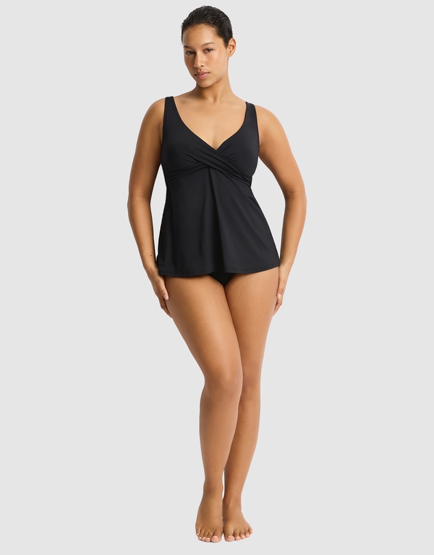 Sea Level Australia - Essentials Cross Front Swing Singlet Top Black