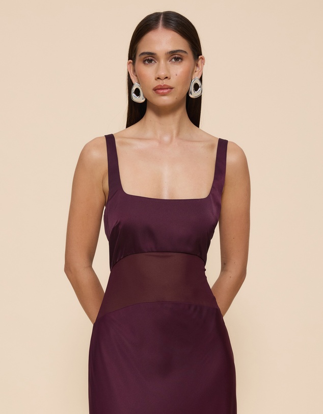 CHANCERY - Gracie Curved Sheer Panel Maxi Dress