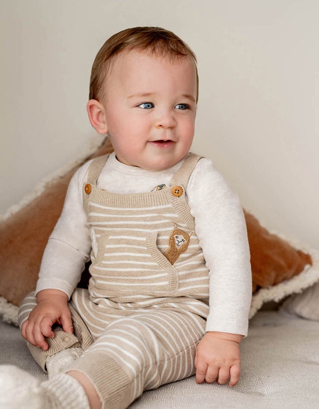 Bebe by Minihaha - Hunter Organic Stripe Knitted Overalls - Babies