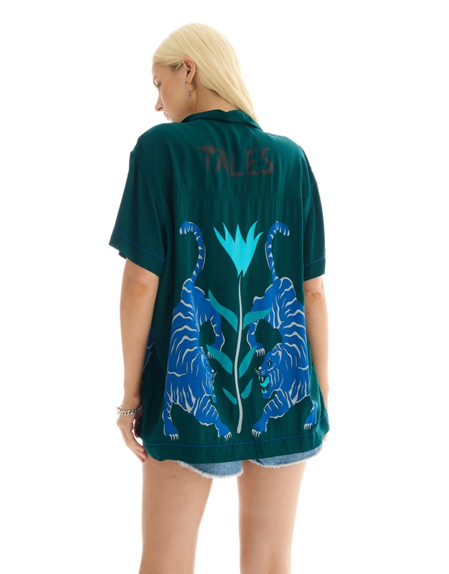 THE TALES - Crouching Tiger Emerald Camp Shirt
