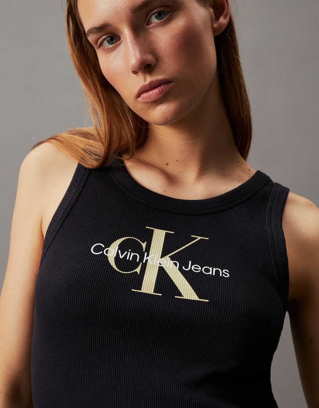 Calvin Klein Jeans - Ribbed Cotton Monogram Tank Dress