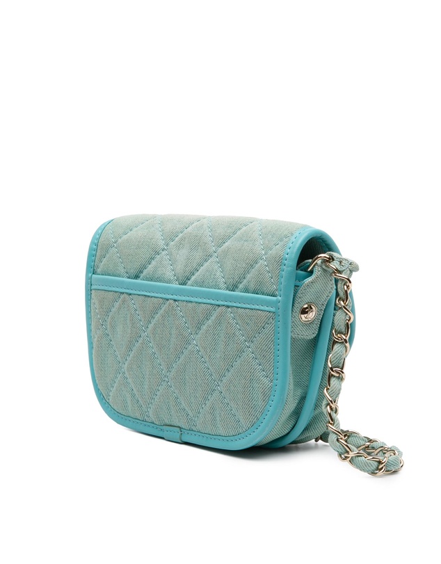 Pre-Loved by Azura Reborn - Pre-Loved Mini CC Quilted Denim Messenger Flap