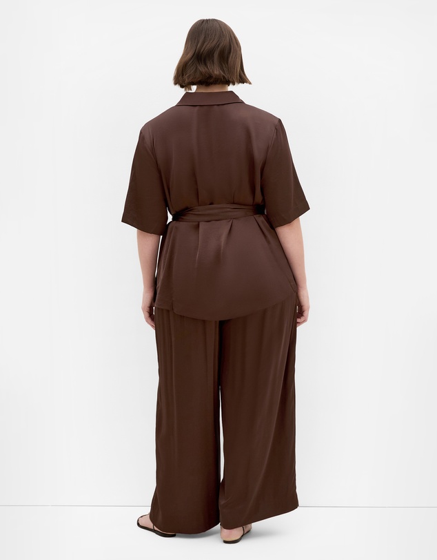 City Chic - Plus size Helena Waist Tie Shirt - chocolate