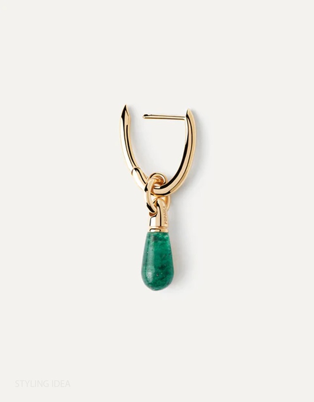 PDPAOLA - Green Aventurine Jupiter Hoop Earrings