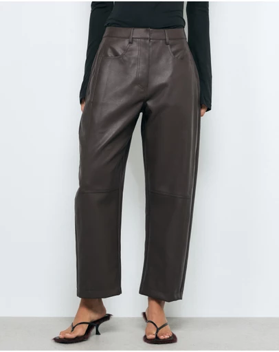 AERE - Sienna PU Barrel Leg Pants
