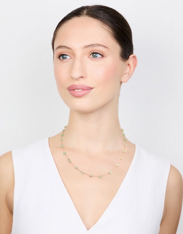 Lovisa - Gold Plated Green Semi-Precious Station Necklace