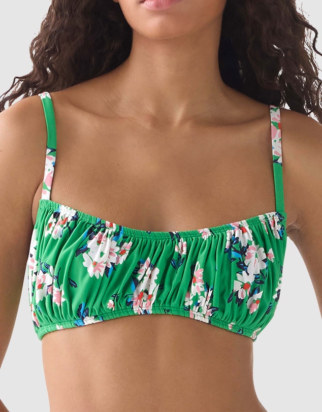 Kate Spade - Spring Daisies Underwired Shirred Bandeau Bikini Top