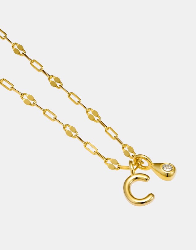 Zoe Olivia - 14K Gold Vermeil Imprint Initial C Cubic Zirconia Necklace