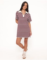 Petal & Pup - Gordie Mini Dress - Burgundy Stripe