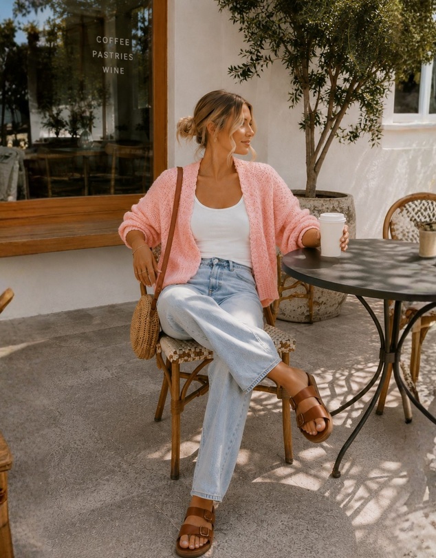 Esther & Co - Dorine Cardigan - Soft Pink