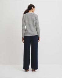 Country Road - Australian Good Earth Cotton Stripe Textured Slub Long Sleeve T-shirt