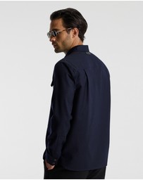 Calibre - Slim Wool Flannel Shirt Navy