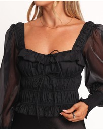 Petal & Pup - Vespera Smocked Top - Black