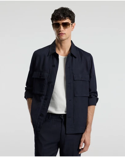 Calibre - Linen Blend Shirt Jacket Navy