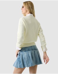 GUESS Jeans - GUESS JEANS Long Sleeve Crew Neck Mini Triangle Sweater