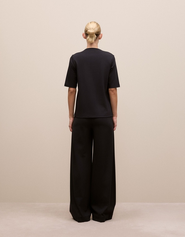 Trenery - Modal Cotton High Neck T-shirt in Black