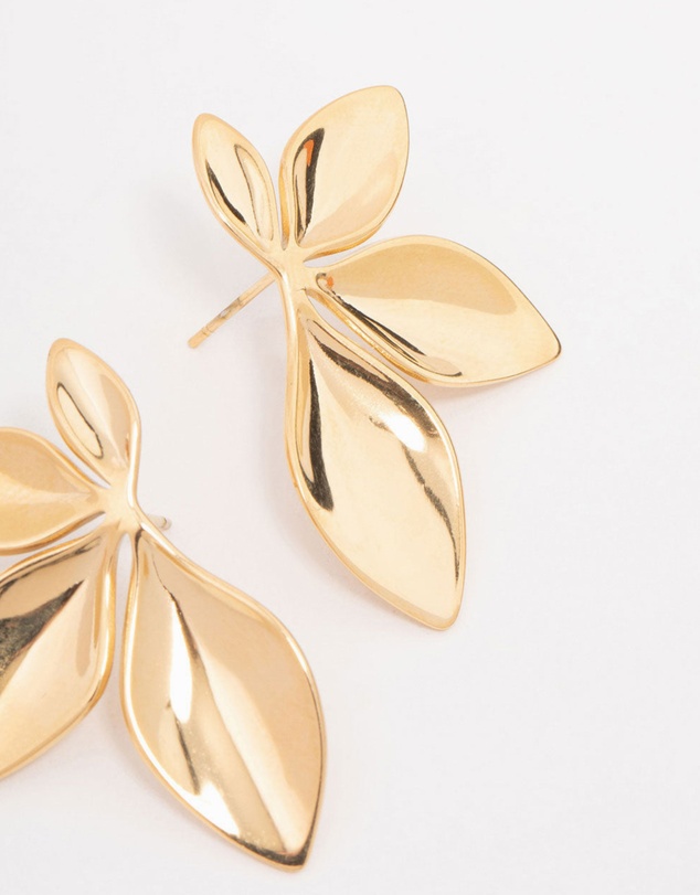 Lovisa - Waterproof Gold Plated Stainless Steel Leaf Cluster Stud Earrings
