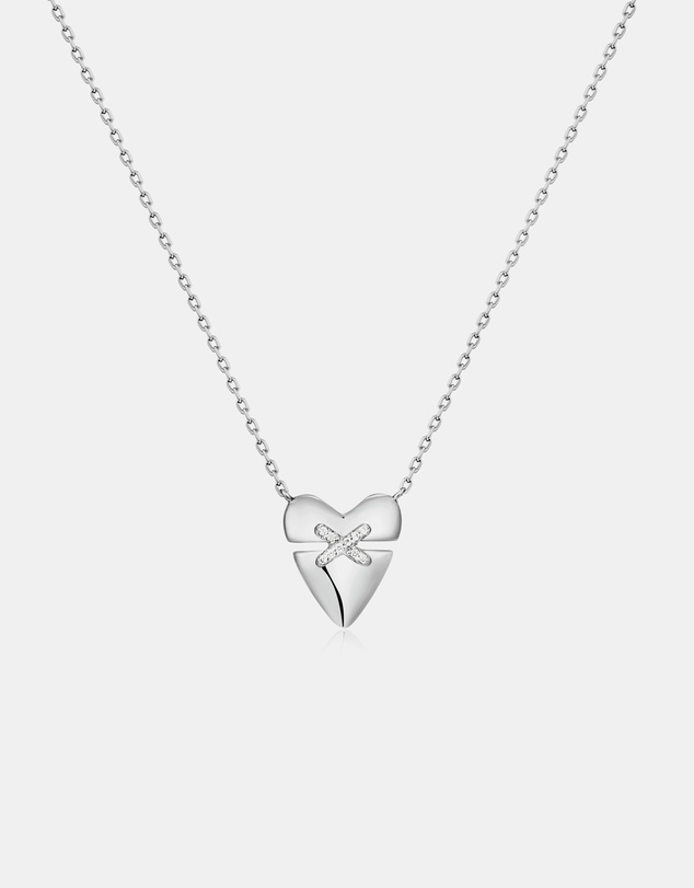 Ania Haie - Silver Heart Kiss Pave Necklace