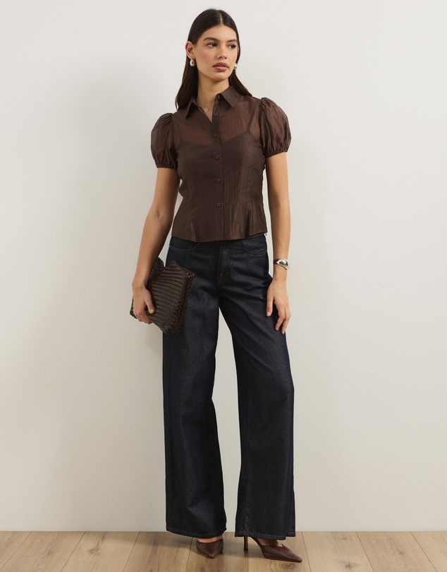 Atmos&Here - Kaia Organza Shirt with Removable Cami