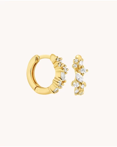Astrid & Miyu - Crystal Cluster 18ct Gold Plated Huggies