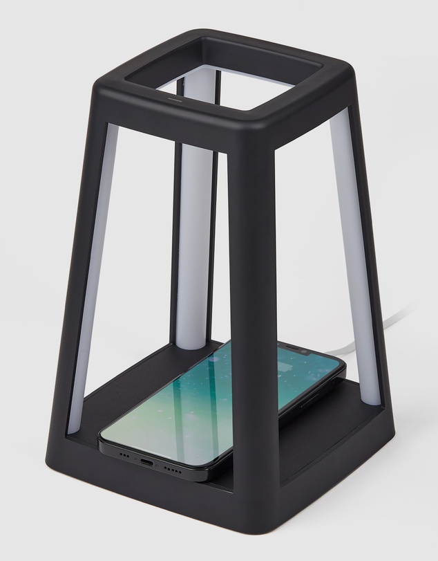 Lexon - Lexon Lantern Portable Lamp With Built-In Wireless Charger - Black