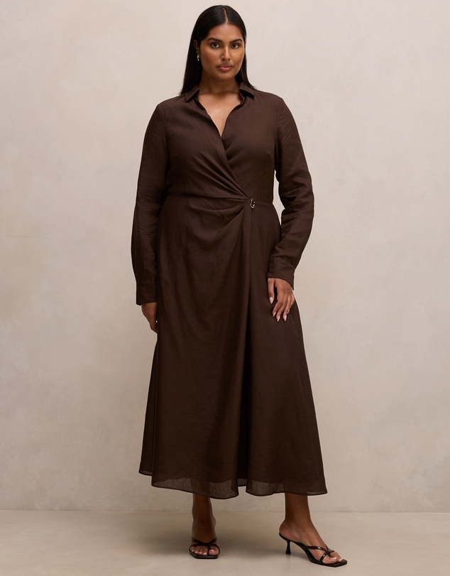 Forever New Curve - Francesca Curve Button Shirt Midi Dress