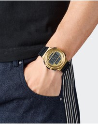adidas Originals - Expression Three Digital IP Gold-Tone Black Silicone Watch