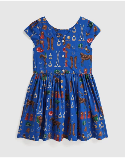 Polo Ralph Lauren - Equestrian-Print Cotton Poplin Dress - Kids