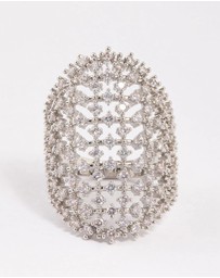 Lovisa - Rhodium Cubic Zirconia Shield Ring