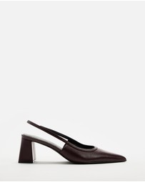 Atmos&Here - Raven Leather Slingback Heels