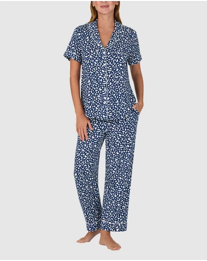 Kate Spade - Printed Modal Button Up Short Sleeve Long Pyjama Set