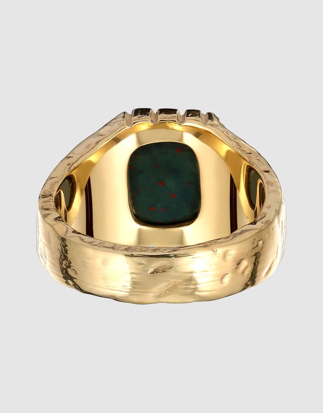 Kuzzoi - ICONIC EXCLUSIVE - Green Quartz Signet Ring in Gold-Plated 925 Silver
