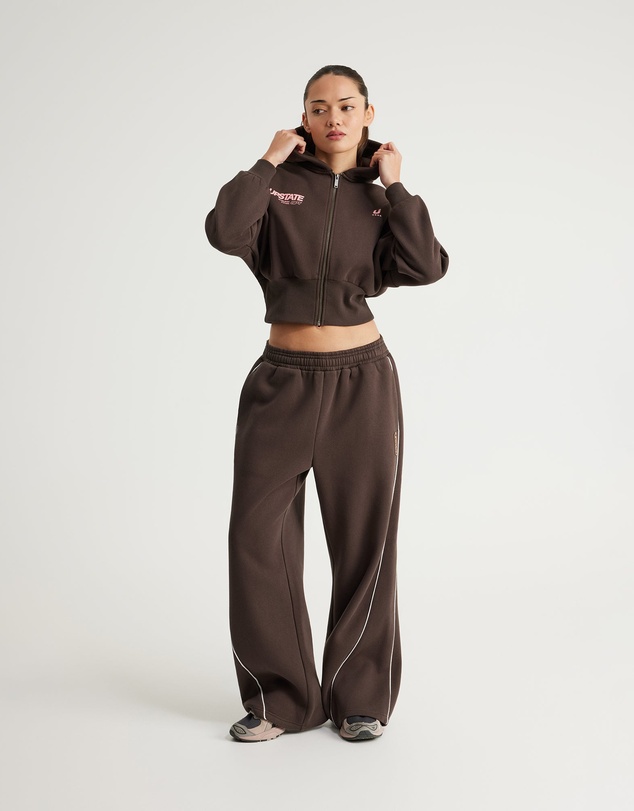 Upstate - Cropped Zip Thru Hoodie - Espresso