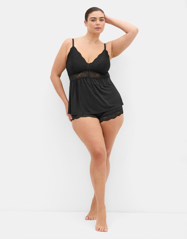 City Chic - Plus size Juliette Cami Short Set - black