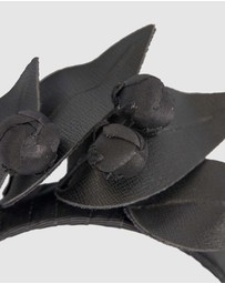 Max Alexander - Black Leather Flowers Headband