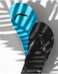 Boomerangz Footwear - Men's Black/Blue Thongs with arch support and 2 x interchangeable straps