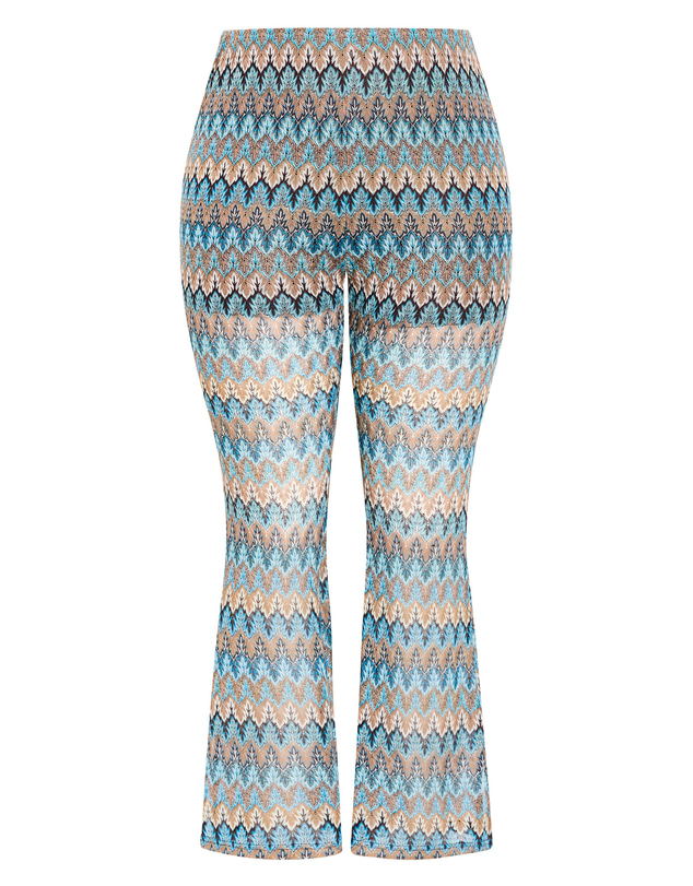City Chic - Plus size Breeze Print Flare Leg Pant - blue multi