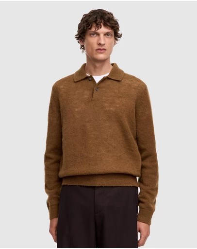 ARKET - Knitted Wool Blend Polo Shirt