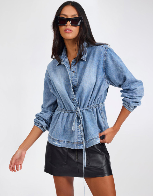 ONE TEASPOON - Drawstring Denim Shirt - Washed Blue