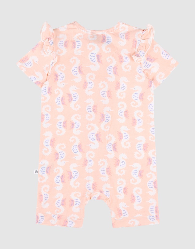 Kynd Baby - Frill Short Sleeve Onesie in Seahorse