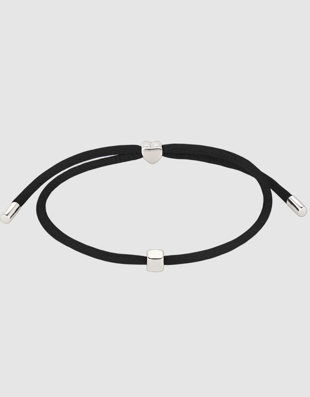 Elli Jewelry - Heart Charm Black Satin Bracelet