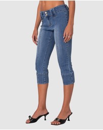EDIKTED - Jesse Low Rise Washed Capri Jeans