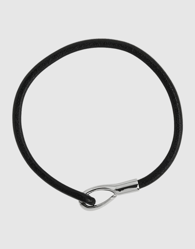 Najo - Kinship Black Leather & Steel Bracelet (21cm)