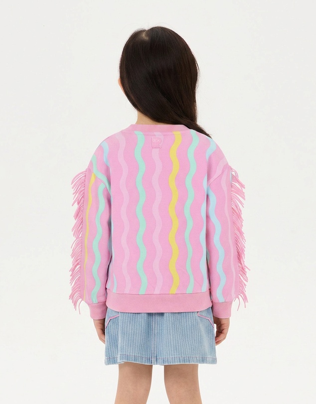 Rock Your Kid - Candy Stripe Funky Fringe Sweatshirt