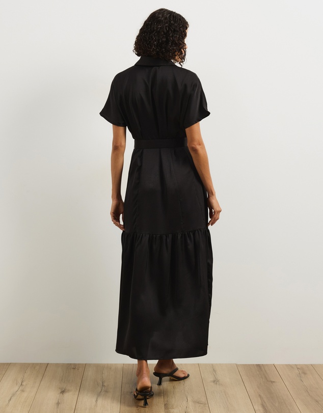 Atmos&Here - Margot Satin Short Sleeve Midi Dress