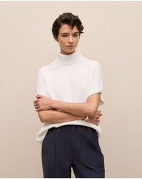 Trenery - Cotton Cashmere Sleeveless High Neck Knit in White